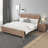 4 Pieces Bedroom Suite in Solid Wood Veneered Acacia Construction Timber Slat King Size Oak Colour Bed, Bedside Table & Tallboy Deals499