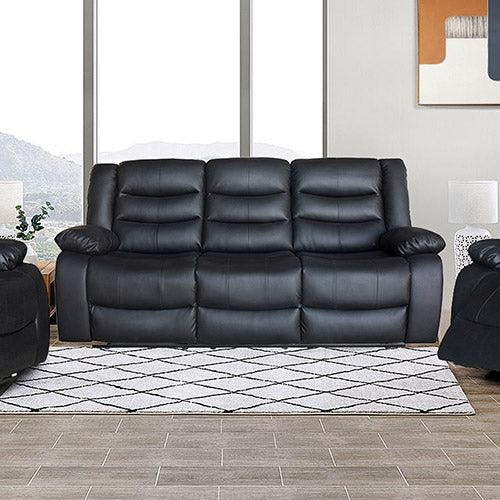 3+1+1 Seater Recliner Sofa In Faux Leather Lounge Couch in Black Deals499