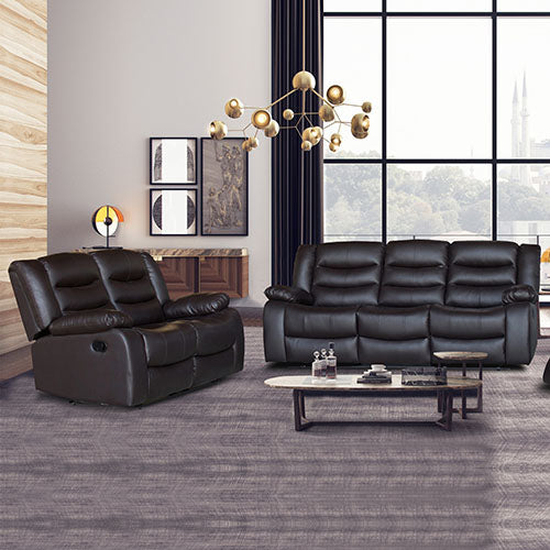 3+2 Seater Recliner Sofa In Faux Leather Lounge Couch in Brown Deals499