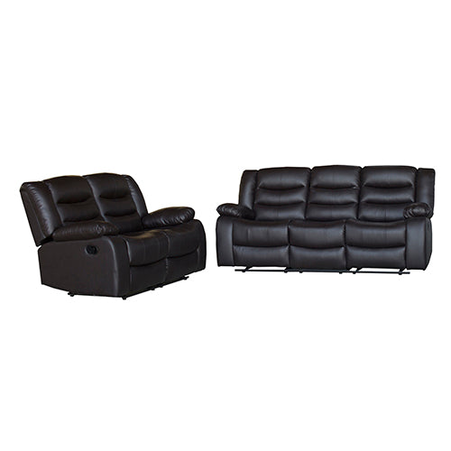 3+2 Seater Recliner Sofa In Faux Leather Lounge Couch in Brown Deals499