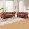 3+2 Seater Brown Sofa Lounge Chesterfireld Style Button Tufted in Faux Leather Deals499