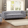 3 Seater Sofa Classic Button Tufted Lounge in Grey Velvet Fabric with Metal Legs Deals499