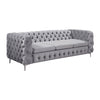 3 Seater Sofa Classic Button Tufted Lounge in Grey Velvet Fabric with Metal Legs Deals499