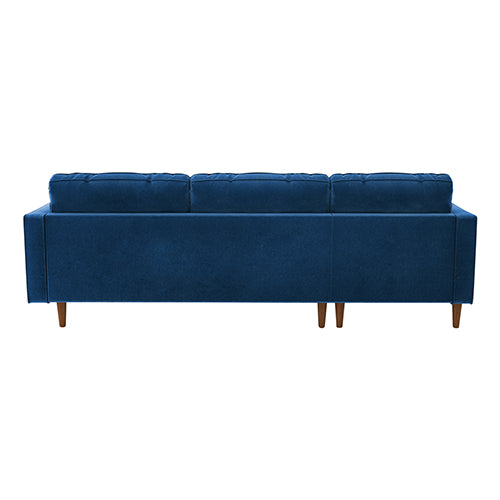 Velvet Upholstery 2 Seater Tufted Sofa Blue Color Lounge Set for Living Room Couch with Chaise Deals499