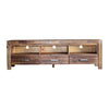 TV Cabinet with 3 Storage Drawers with Shelf Solid Acacia Wooden Frame Entertainment Unit in Chocolate Colour Deals499