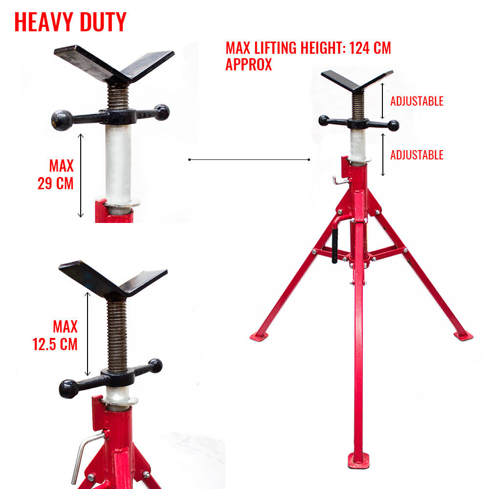 Folding Jack Stand 120cm Heavy Duty V Head Pipe Stand Adjustable Height 1.25 Ton from Deals499 at Deals499