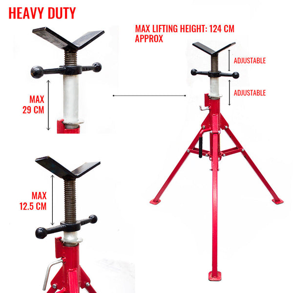 Folding Jack Stand 120cm Heavy Duty V Head Pipe Stand Adjustable Height 1.25 Ton from Deals499 at Deals499