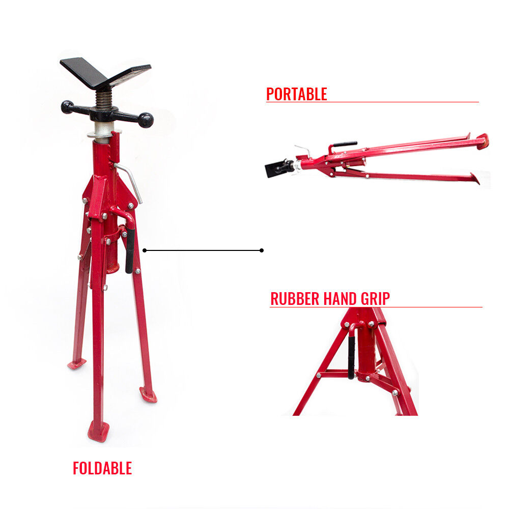 Folding Jack Stand 120cm Heavy Duty V Head Pipe Stand Adjustable Height 1.25 Ton from Deals499 at Deals499