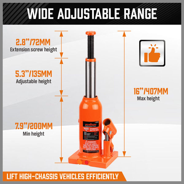 4-Ton (8,000 LBs) Hydraulic Bottle Jack Heavy Duty Car Lifter with Safety Valve from Deals499 at Deals499