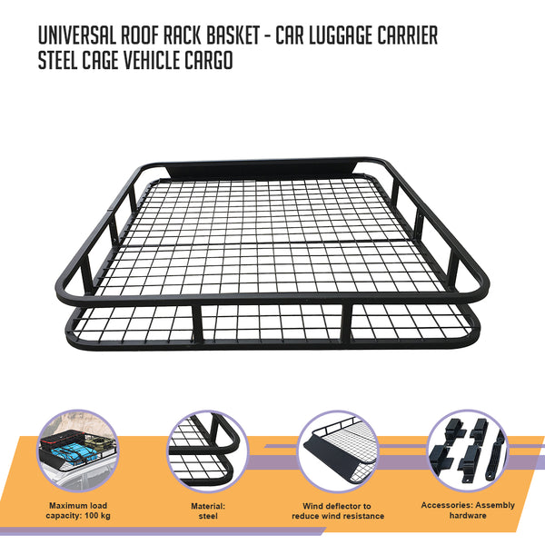 Universal Roof Rack Basket - Car Luggage Carrier Steel Cage Vehicle Cargo Deals499