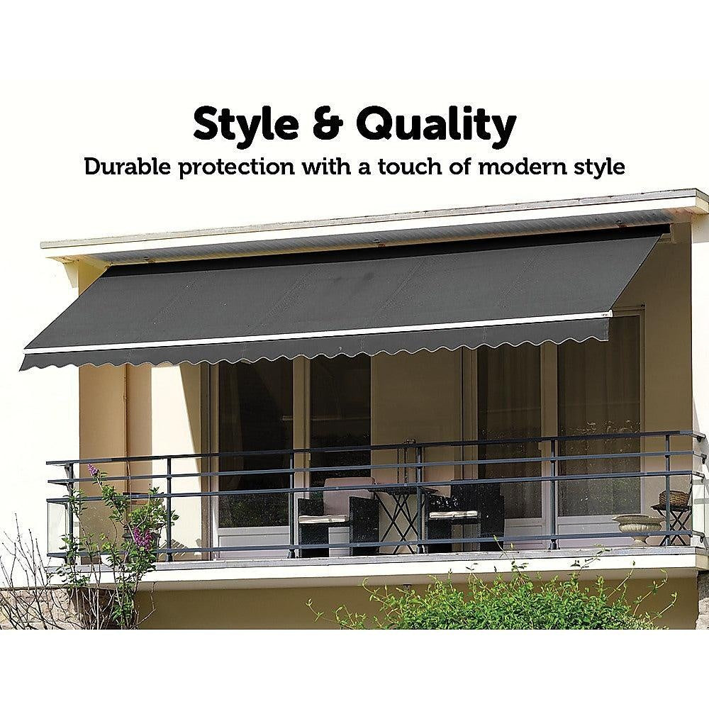 Outdoor Folding Arm Awning Retractable Sunshade Canopy Grey 5.0m x 2.5m Deals499