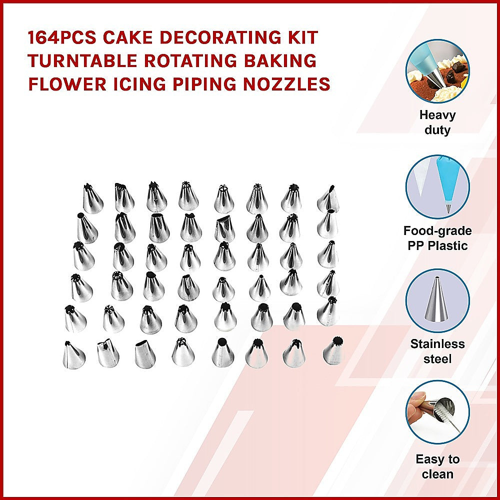 164Pcs Cake Decorating Kit Turntable Rotating Baking Flower Icing Piping Nozzles Deals499