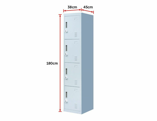 3-digit Combination Lock 4 Door Locker for Office Gym Grey Deals499