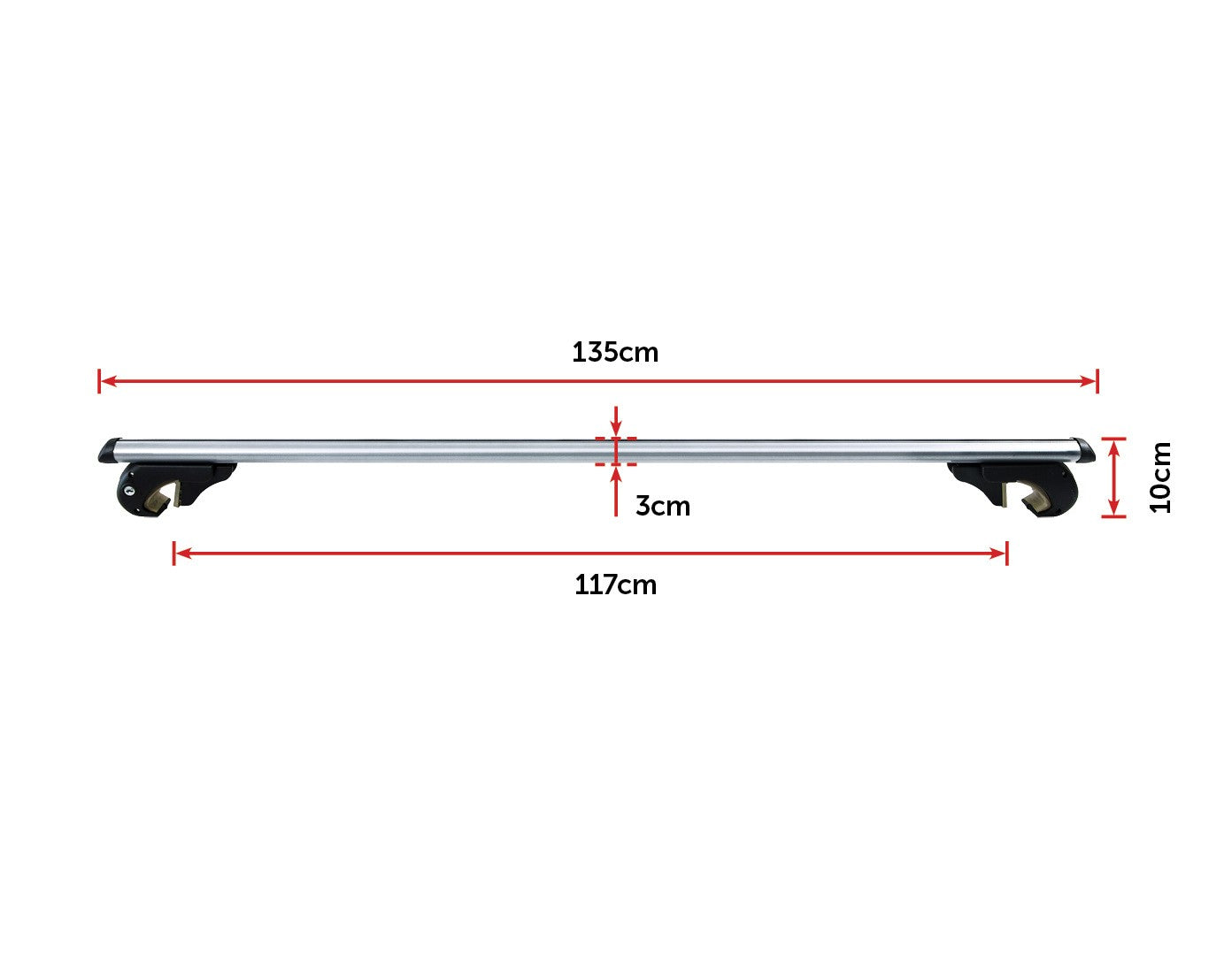 Universal Car Top Roof Rail Rack Cross Bar Aluminium Lockable 1350MM Deals499