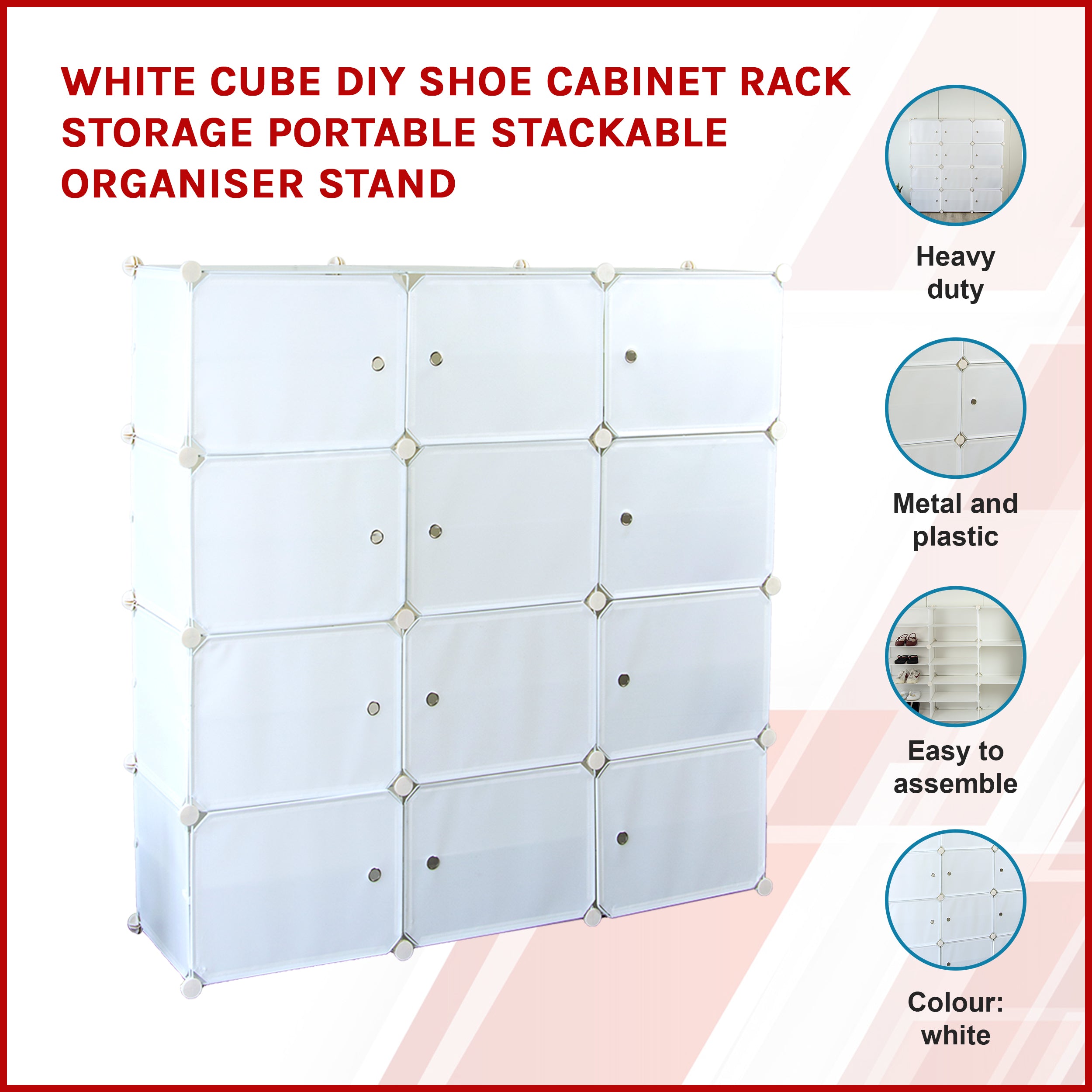 White Cube DIY Shoe Cabinet Rack Storage Portable Stackable Organiser Stand Deals499