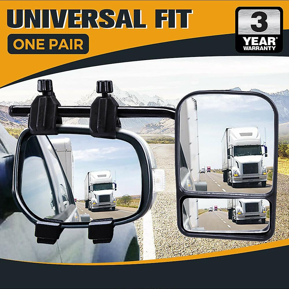 2x Towing Mirrors Pair Clip on Multi Fit Clamp On Towing Caravan 4X4 Trailer Deals499