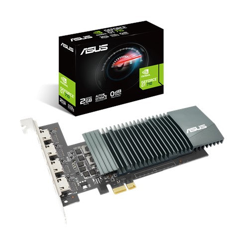 ASUS nVidia GT 710-4H-SL-2GD5 PCI Express Graphic Card, GDDR5 2GB, Fanless, 4xHDMI,  954 Boost, Non-RGB ASUS