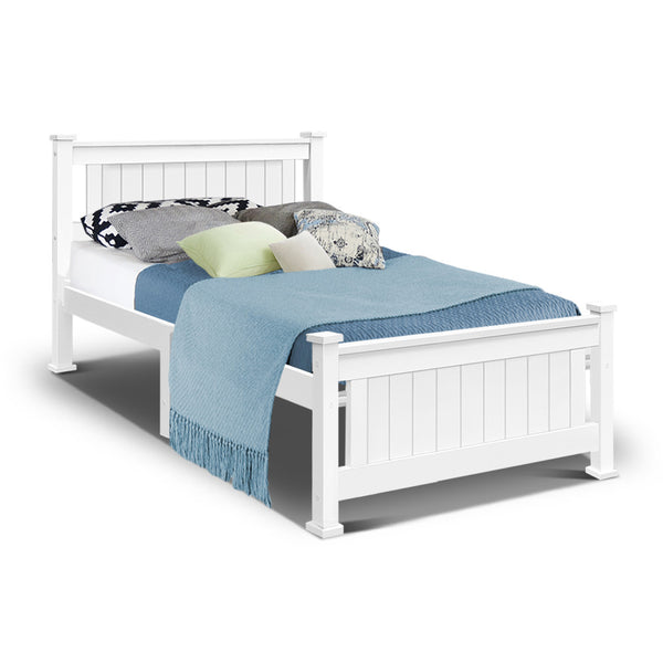 Single Size Wooden Bed Frame - White Deals499