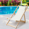 Gardeon Outdoor Chairs Sun Lounge Deck Beach Chair Folding Wooden Patio Furniture Beige Deals499