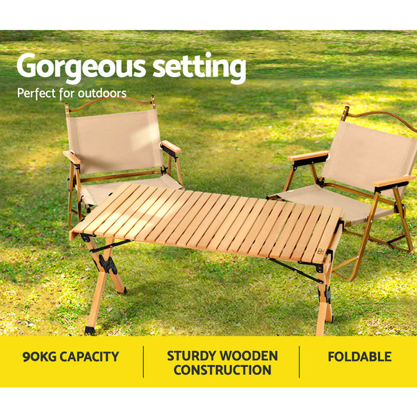 Gardeon Outdoor Furniture Wooden Egg Roll Picnic Table Camping Desk 90CM Deals499