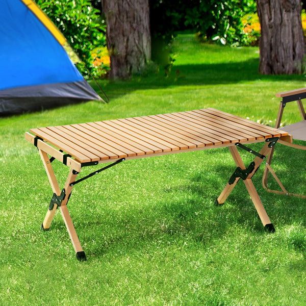 Gardeon Outdoor Furniture Wooden Egg Roll Picnic Table Camping Desk 90CM Deals499