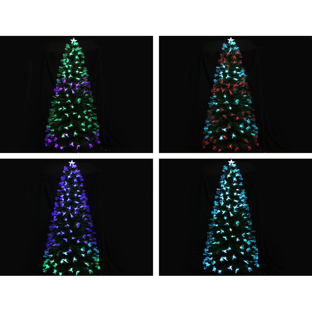 Jingle Jollys Christmas Tree 2.1M 7FT LED Xmas Multi Colour Lights Optic Fibre Deals499