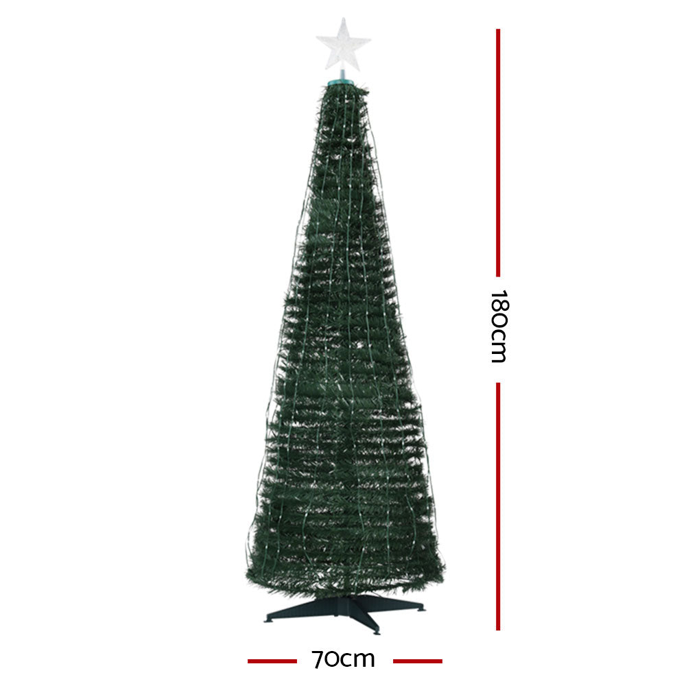 Jingle Jollys Christmas Tree 1.8M 298 LED Xmas Multi Colour Lights Optic Fibre Deals499