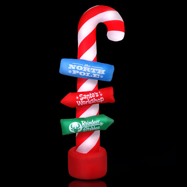 Jingle Jollys 2.4M Christmas Inflatable Santa Guide Candy Pole Xmas Decor LED Deals499