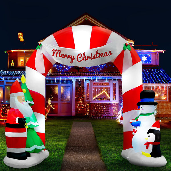 Jingle Jollys 3M Christmas Inflatable Archway with Santa Xmas Decor LED Deals499