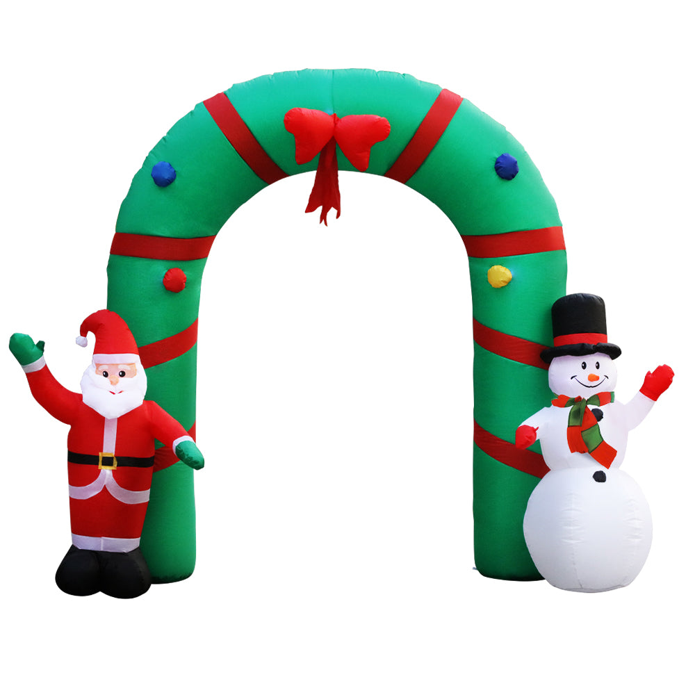 Jingle Jollys 2.8M Christmas Inflatable Giant Arch Way Santa Snowman Light Decor Deals499