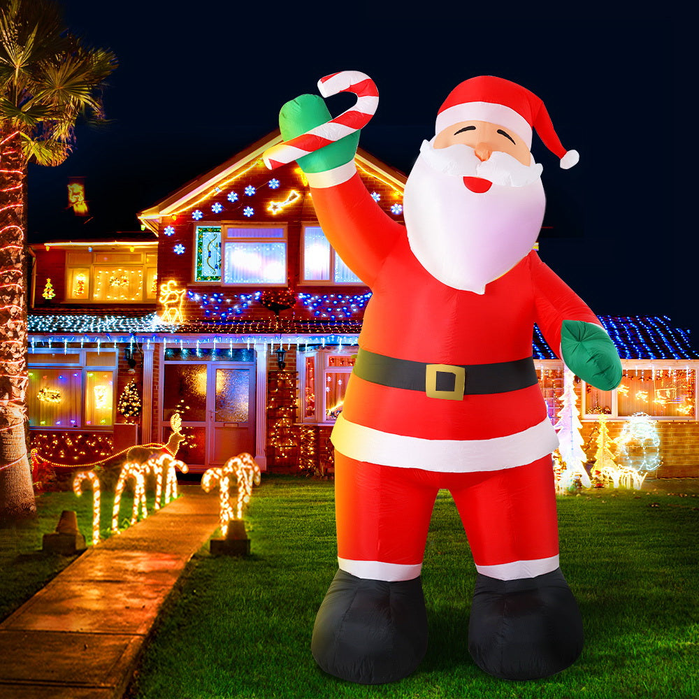 Jingle Jollys 3M Christmas Inflatable Santa Xmas Outdoor Decorations LED Lights Deals499