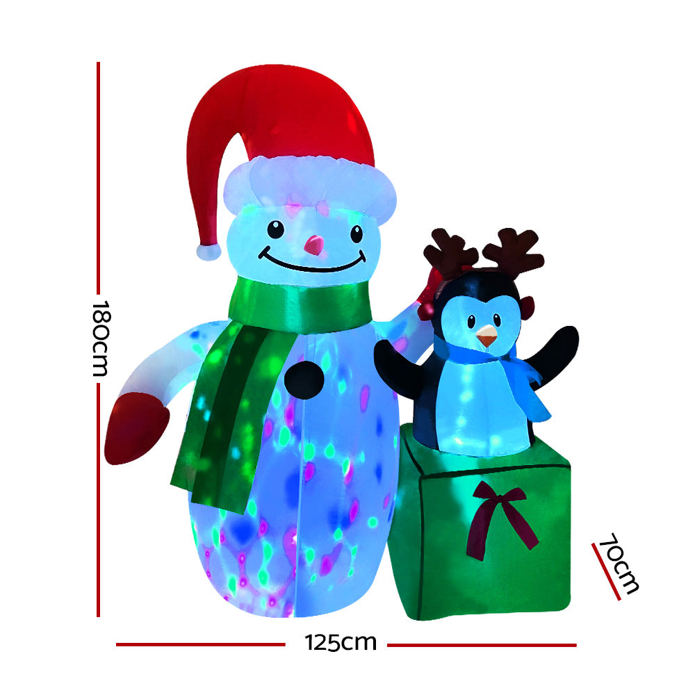 Jingle Jollys Inflatable Christmas 1.8M Snowman LED Lights Outdoor Decorations Deals499