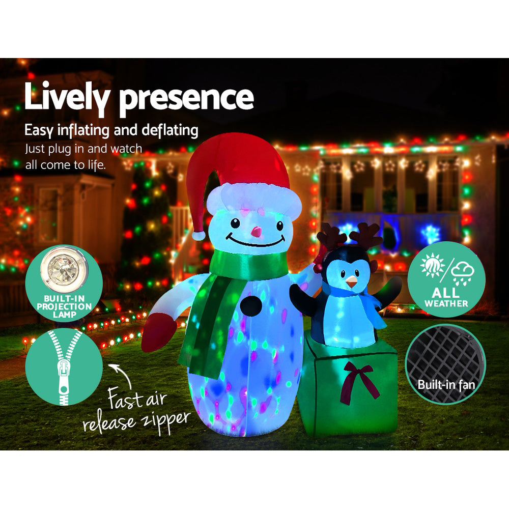 Jingle Jollys Inflatable Christmas 1.8M Snowman LED Lights Outdoor Decorations Deals499