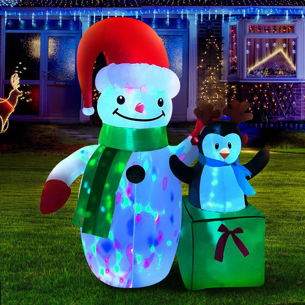 Jingle Jollys Inflatable Christmas 1.8M Snowman LED Lights Outdoor Decorations Deals499