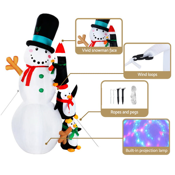 Jingle Jollys 2.4M Christmas Inflatable Snowman Xmas Lights Outdoor Decorations Deals499