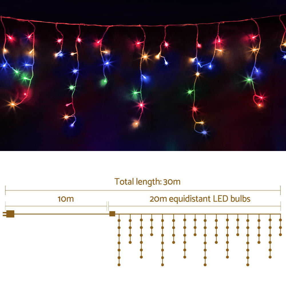 Jingle Jollys 800 LED Christmas Icicle Lights Mutlicolour Deals499