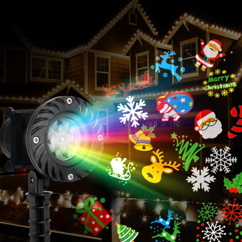 Jingle Jollys Pattern LED Laser Landscape Projector Light Lamp Christmas Party Deals499