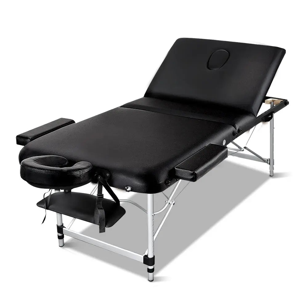 Zenses 3 Fold Portable Aluminium Massage Table - Black Deals499