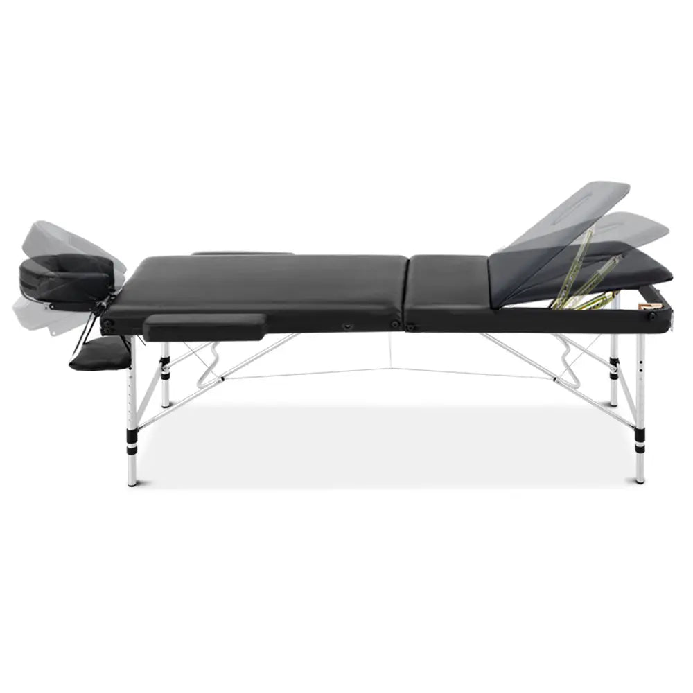 Zenses 3 Fold Portable Aluminium Massage Table - Black Deals499