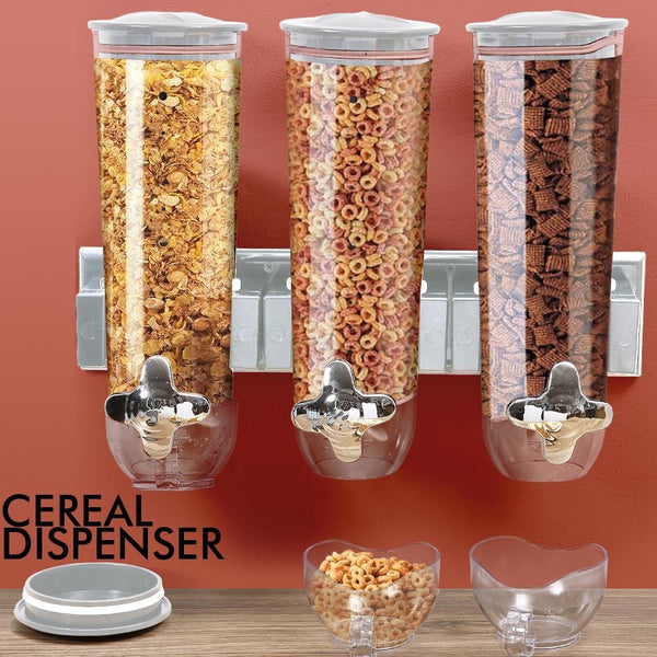 Wall Mounted Triple Cereal Dispenser Dry Food Storage Container Dispense Machine Deals499