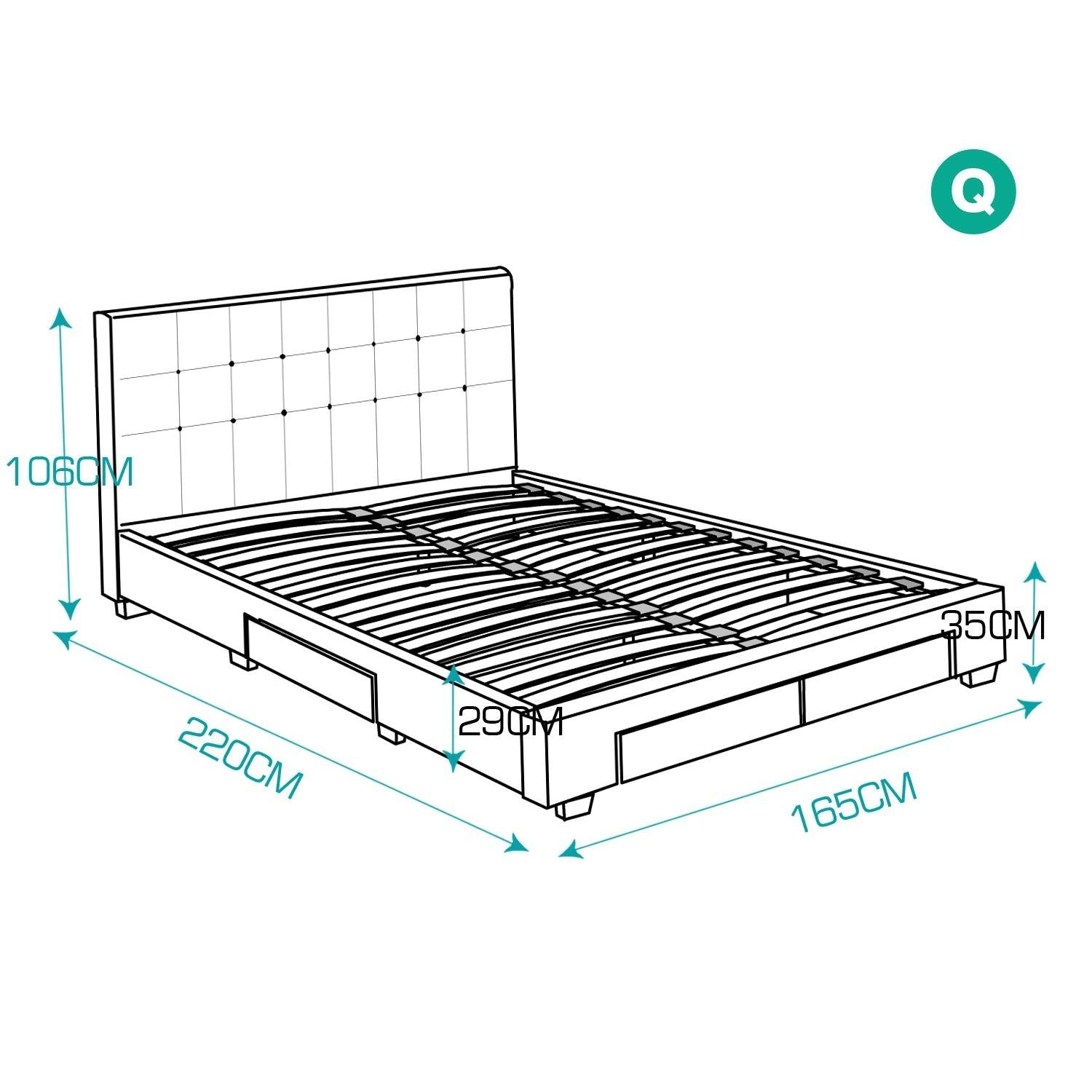 Levede Bed Frame Double King Fabric With Drawers Storage Wooden Mattress Grey Deals499