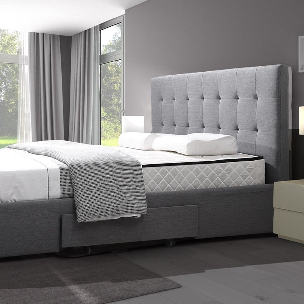 Levede Bed Frame Double King Fabric With Drawers Storage Wooden Mattress Grey Deals499