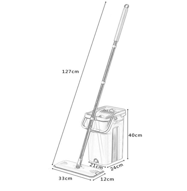 Self Cleaning Mop Bucket System Flat Floor Squeeze Drying Wringing Wash Microfiber Pads x 2 Deals499