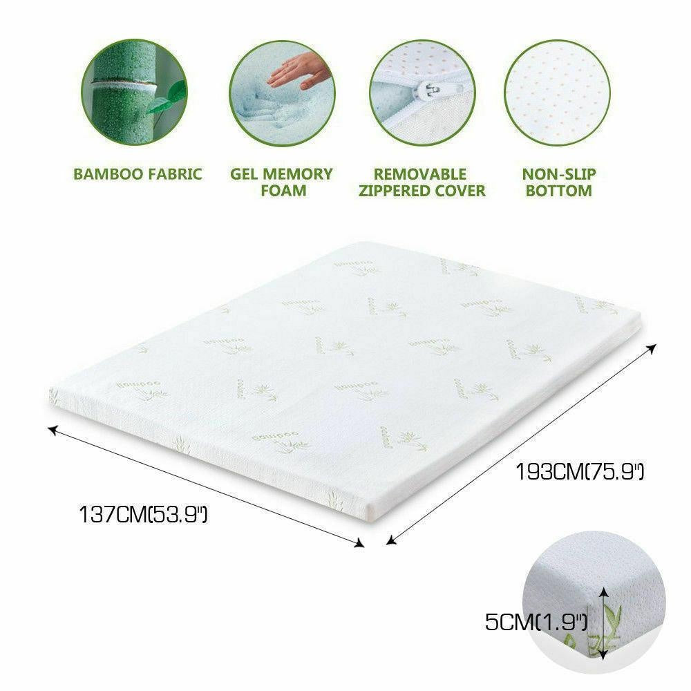 DreamZ 5cm Thickness Cool Gel Memory Foam Mattress Topper Bamboo Fabric Double Deals499