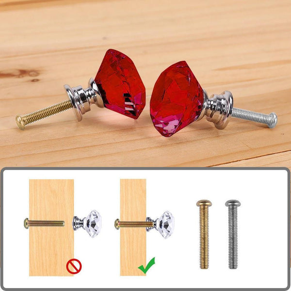 16 Pcs Red Crystal Knobs Diamond 30mm Diameter Door Cabinet Handle Deals499