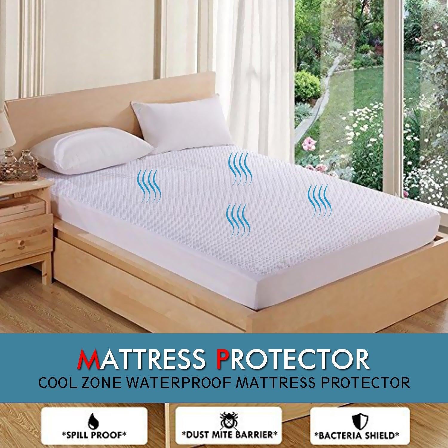 DreamZ Mattress Protector Topper Polyester Cool Fitted Cover Waterproof Double Deals499