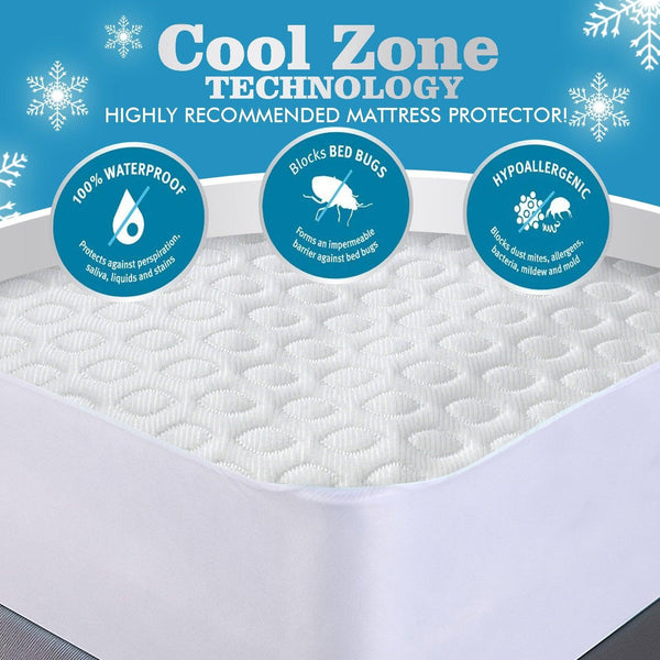 DreamZ Mattress Protector Topper Polyester Cool Fitted Cover Waterproof King Deals499