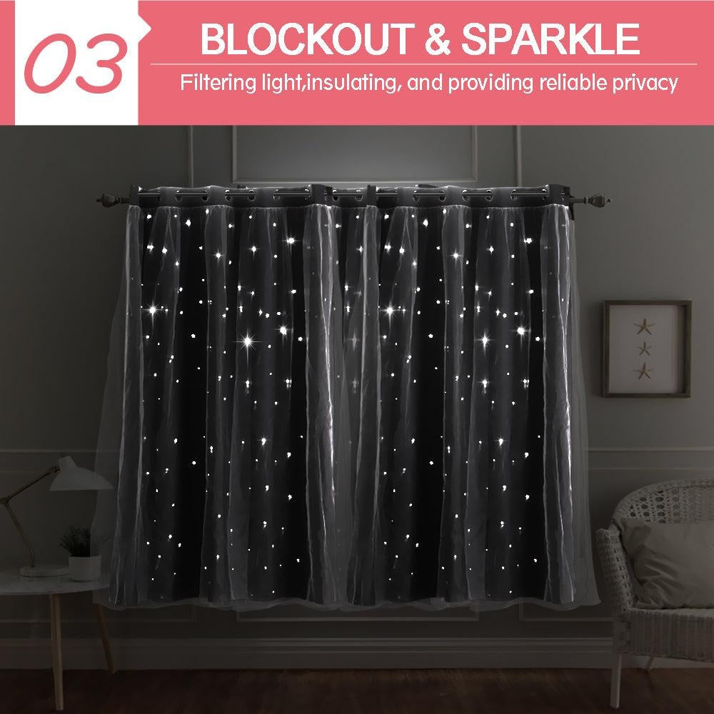 Star Blockout Curtain Panels Blackout 2 Layer Eyelet Room Darken Pure Fabric Deals499