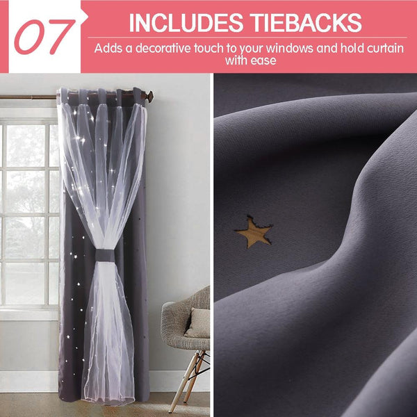 Star Blockout Curtain Panels Blackout 2 Layer Eyelet Room Darken Pure Fabric Deals499