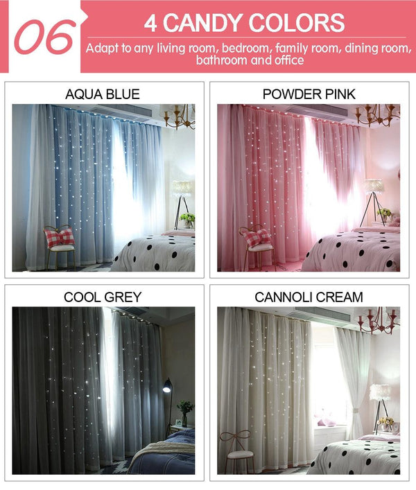 Star Blockout Curtain Panels Blackout 2 Layer Eyelet Room Darken Pure Fabric Deals499